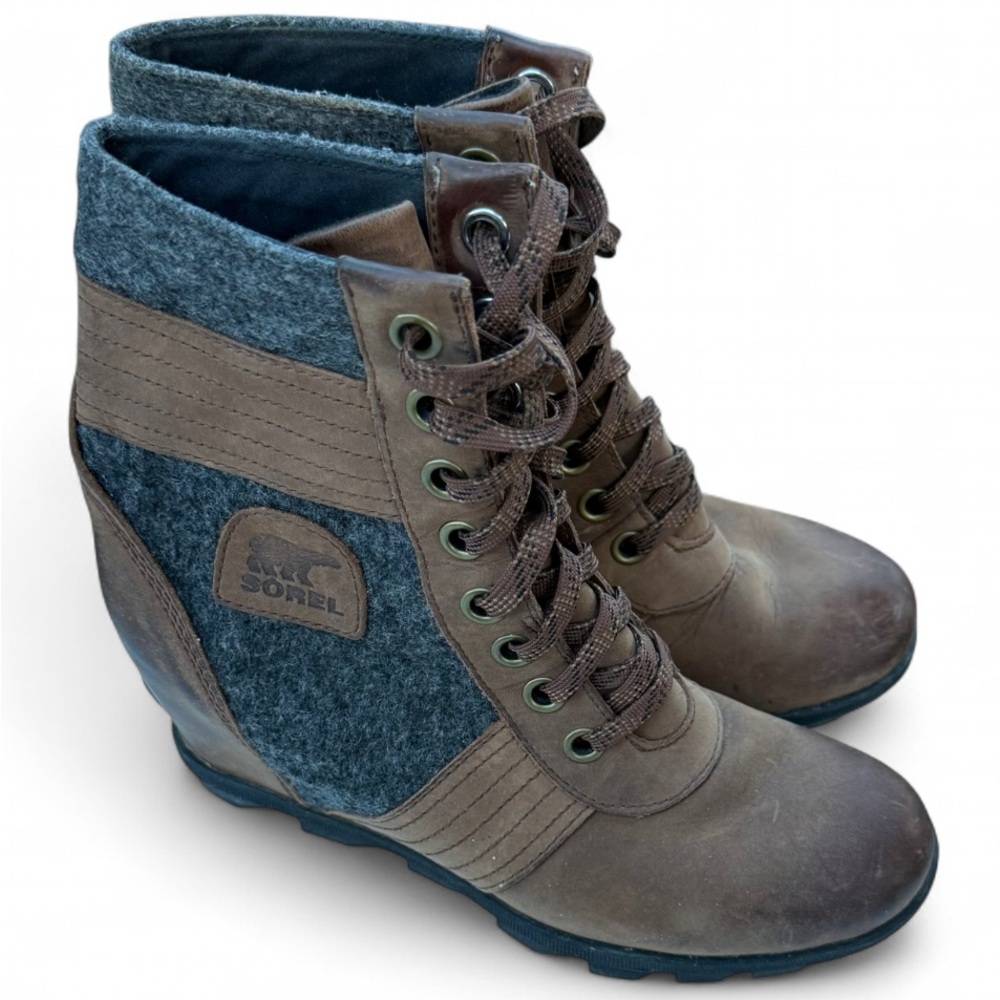 Sorel Women’s Lace Up Brown & Gray Winter Boots Size 10